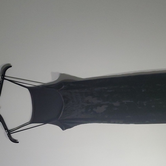 Bebe Dress women's sz small black gown lined sheer Fabric cut-outs strappy glam - Picture 9 of 15